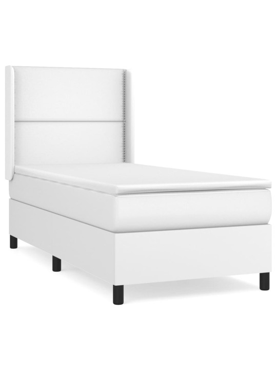 Box spring postel s matrací bílá 90x190 cm umělá kůže