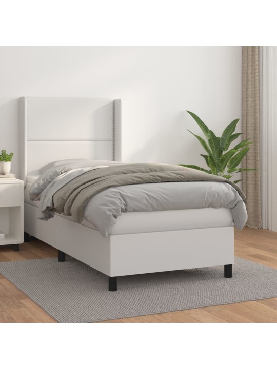 Box spring postel s matrací bílá 90x190 cm umělá kůže