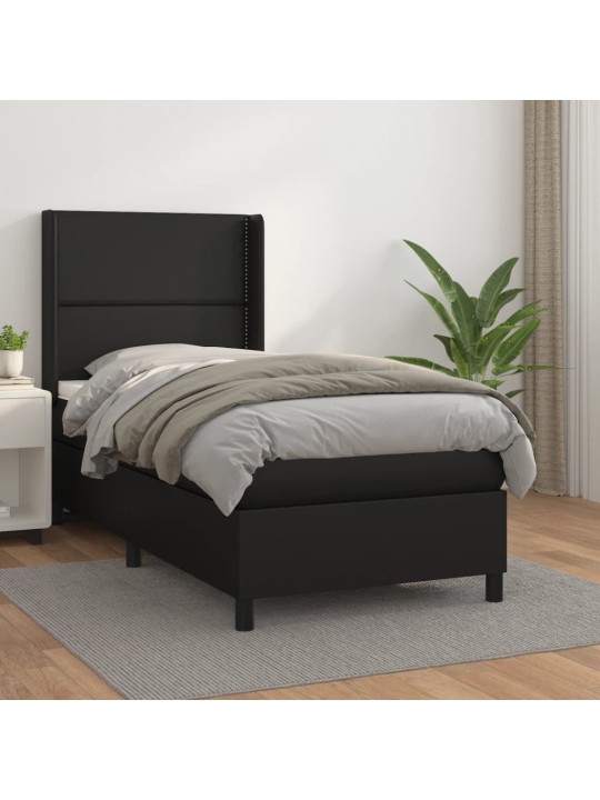 Box spring postel s matrací černá 90x200 cm umělá kůže