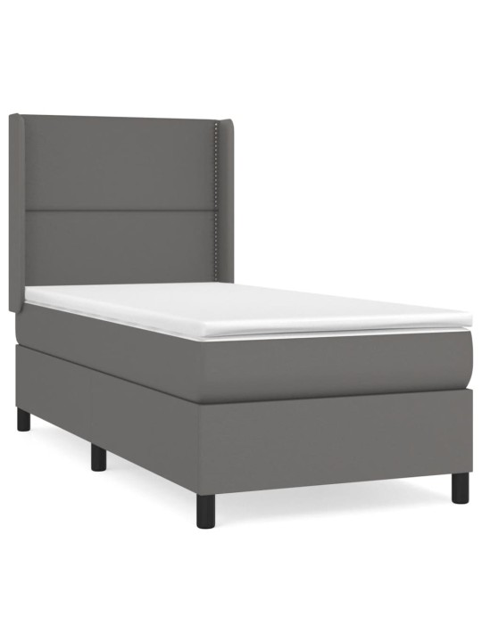 Box spring postel s matrací šedá 90x200 cm umělá kůže