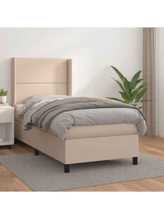 Box spring postel s matrací cappuccino 90x200 cm umělá kůže