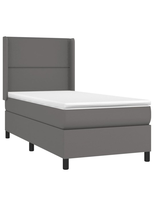 Box spring postel s matrací šedá 100x200 cm umělá kůže
