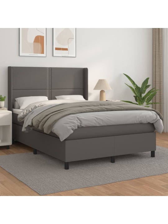 Box spring postel s matrací šedá 140 x 190 cm umělá kůže