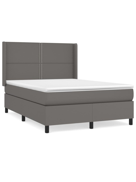 Box spring postel s matrací šedá 140x200 cm umělá kůže