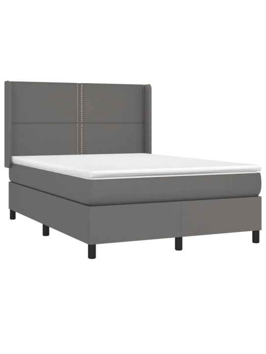 Box spring postel s matrací šedá 140x200 cm umělá kůže