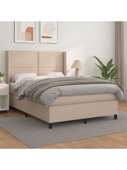 Box spring postel s matrací cappuccino 140x200 cm umělá kůže