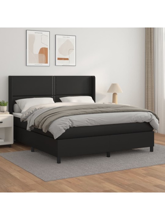 Box spring postel s matrací černá 160x200 cm umělá kůže