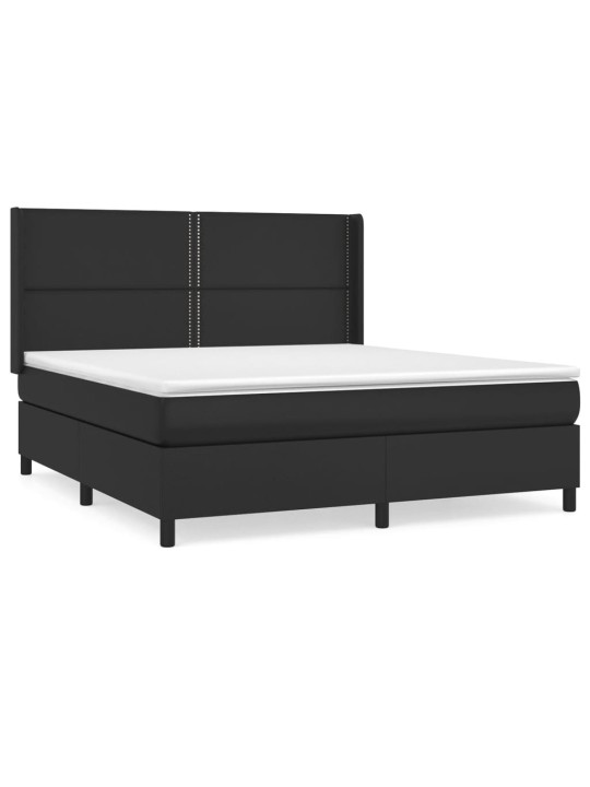 Box spring postel s matrací černá 180x200 cm umělá kůže