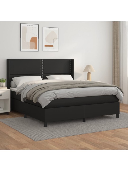 Box spring postel s matrací černá 180x200 cm umělá kůže