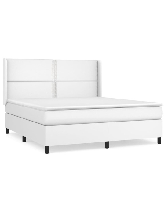 Box spring postel s matrací bílá 180x200 cm umělá kůže