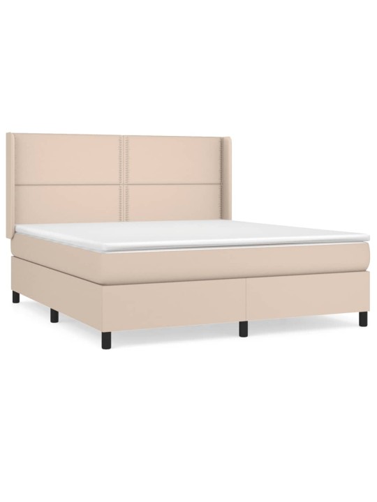 Box spring postel s matrací cappuccino 180 x 200 cm umělá kůže
