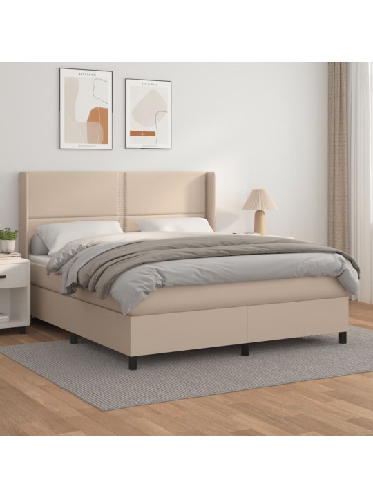 Box spring postel s matrací cappuccino 180 x 200 cm umělá kůže