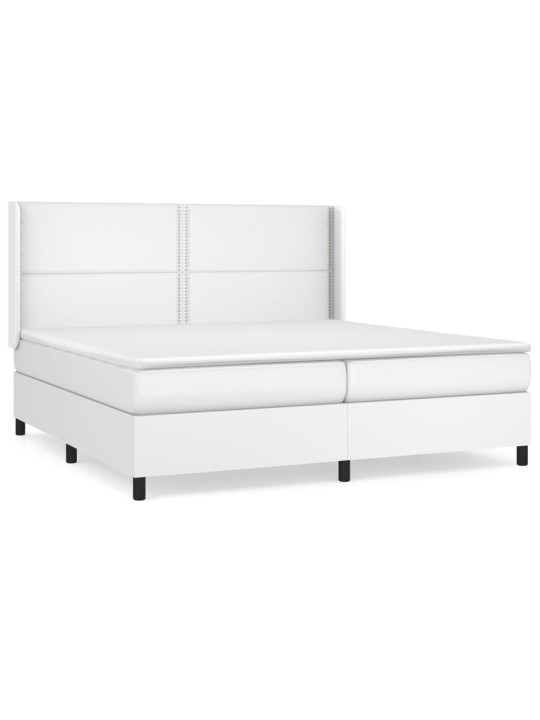 Box spring postel s matrací bílá 200x200 cm umělá kůže