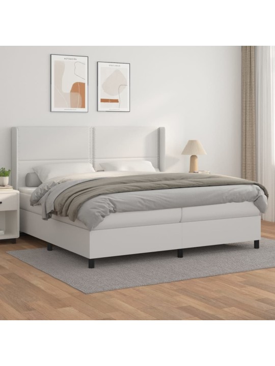 Box spring postel s matrací bílá 200x200 cm umělá kůže