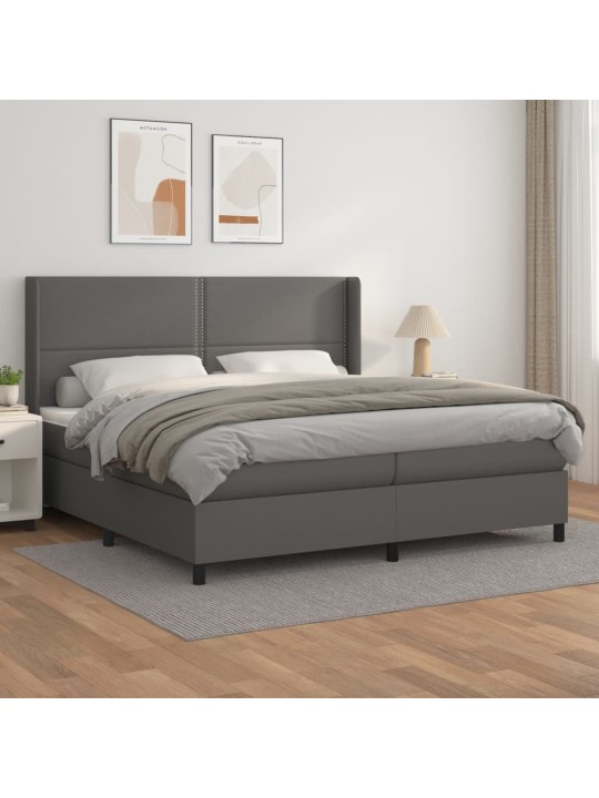 Box spring postel s matrací šedá 200x200 cm umělá kůže