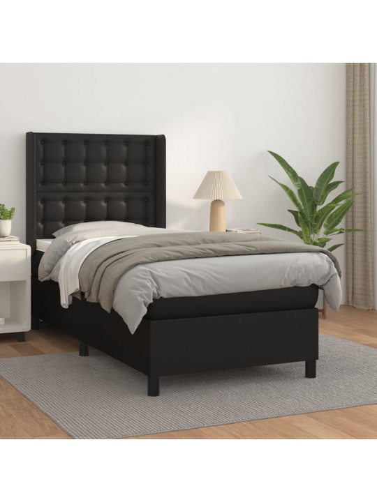 Box spring postel s matrací černá 80 x 200 cm umělá kůže
