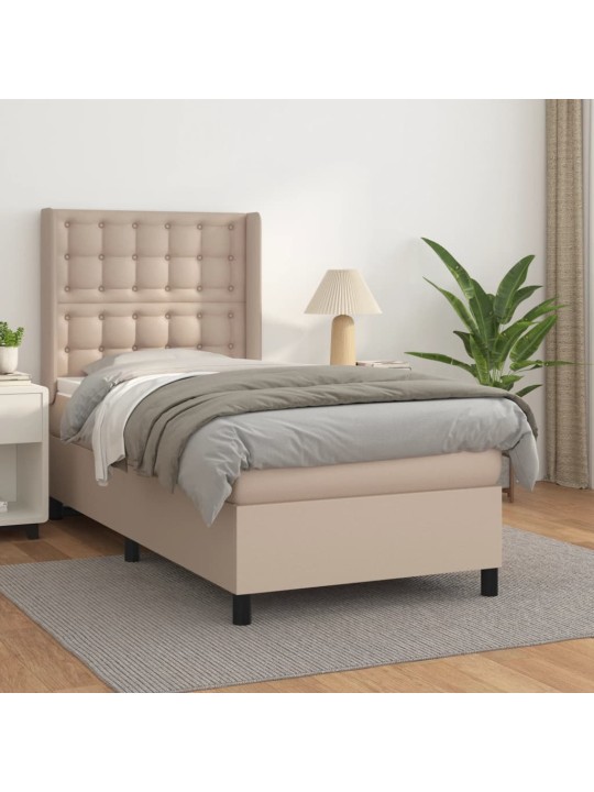 Box spring postel s matrací cappuccino 90x190 cm umělá kůže