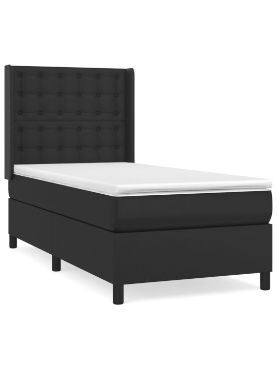Box spring postel s matrací černá 100x200 cm umělá kůže