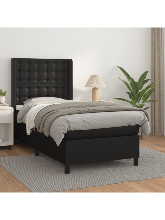 Box spring postel s matrací černá 100x200 cm umělá kůže