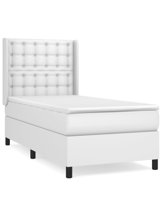 Box spring postel s matrací bílá 100x200 cm umělá kůže