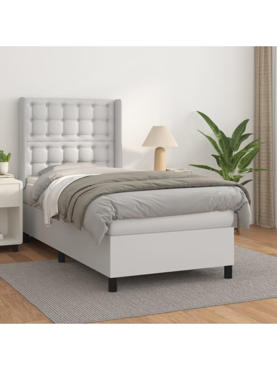 Box spring postel s matrací bílá 100x200 cm umělá kůže