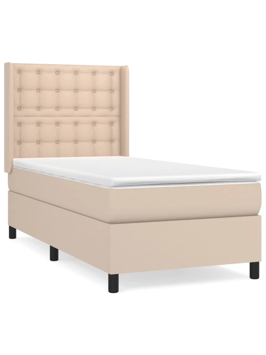 Box spring postel s matrací cappuccino 100x200 cm umělá kůže