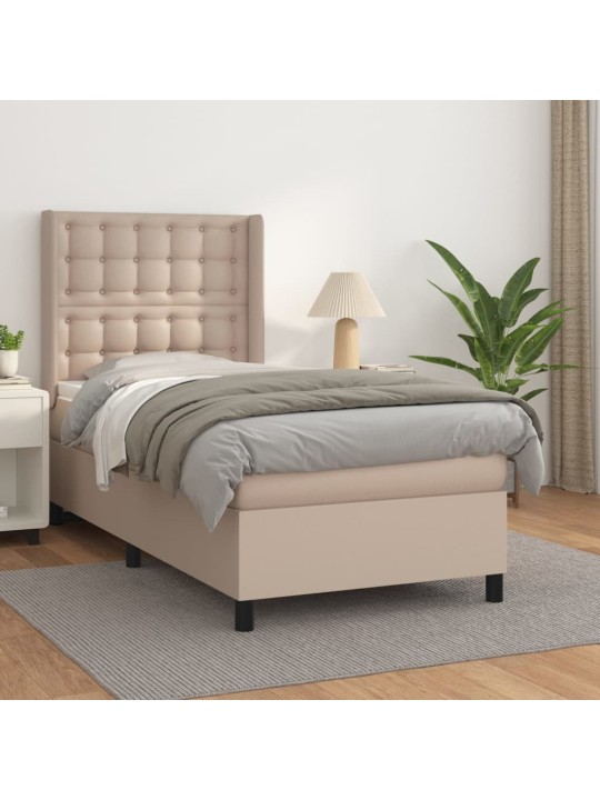 Box spring postel s matrací cappuccino 100x200 cm umělá kůže