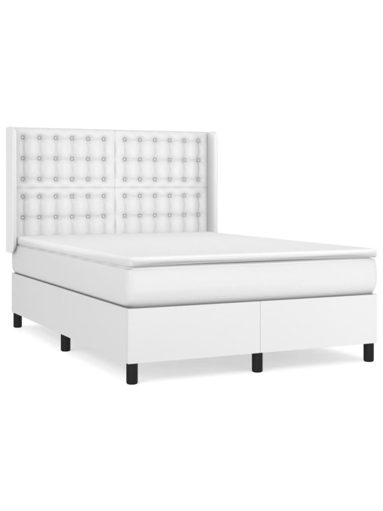 Box spring postel s matrací bílá 140 x 190 cm umělá kůže
