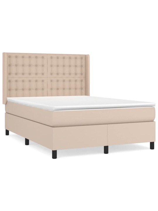 Box spring postel s matrací cappuccino 140x190 cm umělá kůže