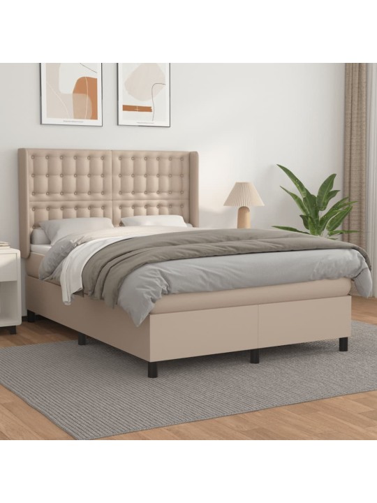 Box spring postel s matrací cappuccino 140x190 cm umělá kůže