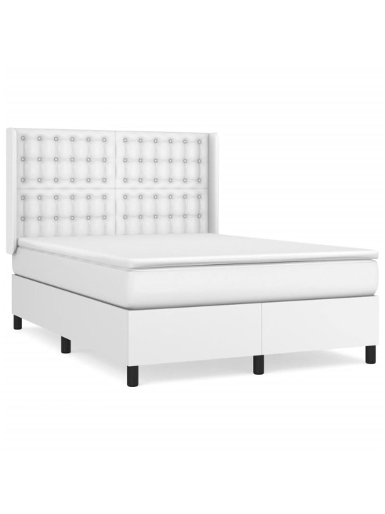 Box spring postel s matrací bílá 140x200 cm umělá kůže