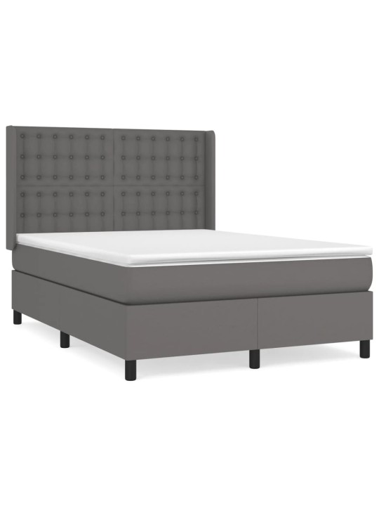 Box spring postel s matrací šedá 140x200 cm umělá kůže