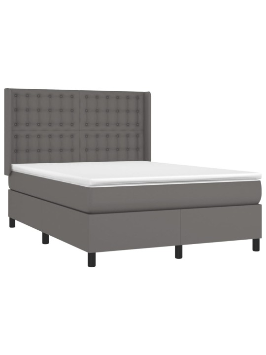 Box spring postel s matrací šedá 140x200 cm umělá kůže
