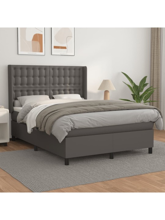 Box spring postel s matrací šedá 140x200 cm umělá kůže