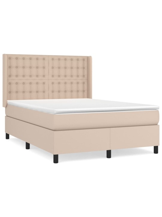 Box spring postel s matrací cappuccino 140x200 cm umělá kůže