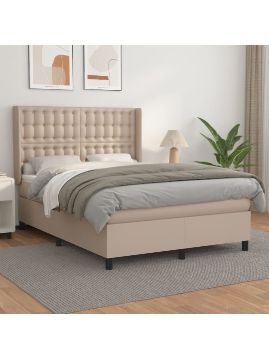 Box spring postel s matrací cappuccino 140x200 cm umělá kůže