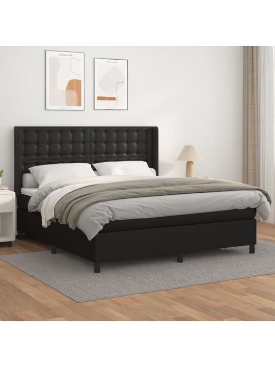 Box spring postel s matrací černá 160x200 cm umělá kůže