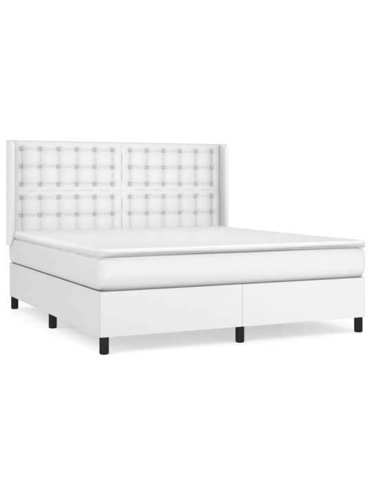 Box spring postel s matrací bílá 160x200 cm umělá kůže