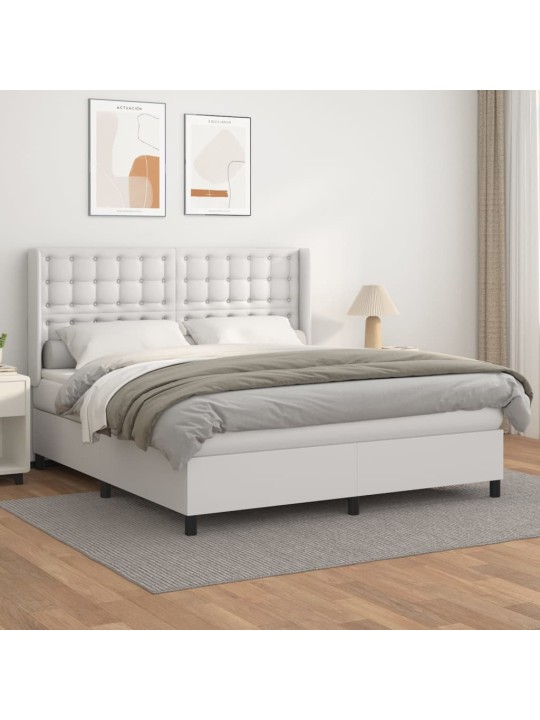 Box spring postel s matrací bílá 160x200 cm umělá kůže