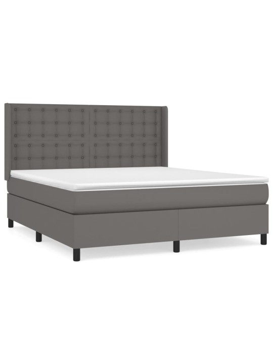 Box spring postel s matrací šedá 180x200 cm umělá kůže