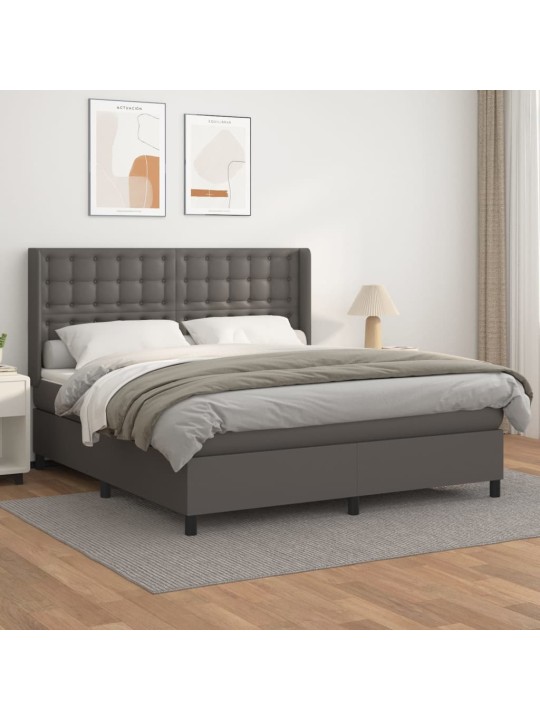 Box spring postel s matrací šedá 180x200 cm umělá kůže