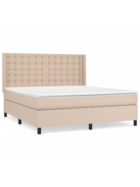 Box spring postel s matrací cappuccino 180 x 200 cm umělá kůže