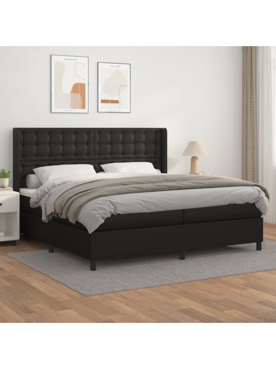 Box spring postel s matrací černá 200x200 cm umělá kůže