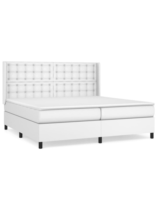 Box spring postel s matrací bílá 200x200 cm umělá kůže