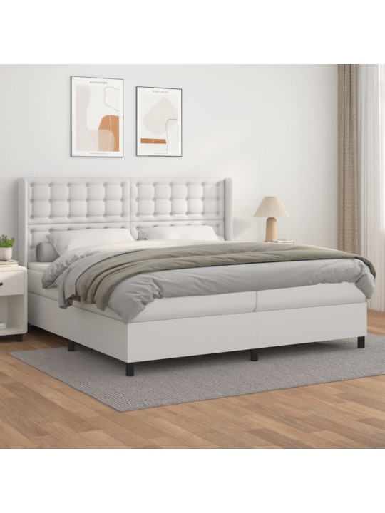 Box spring postel s matrací bílá 200x200 cm umělá kůže