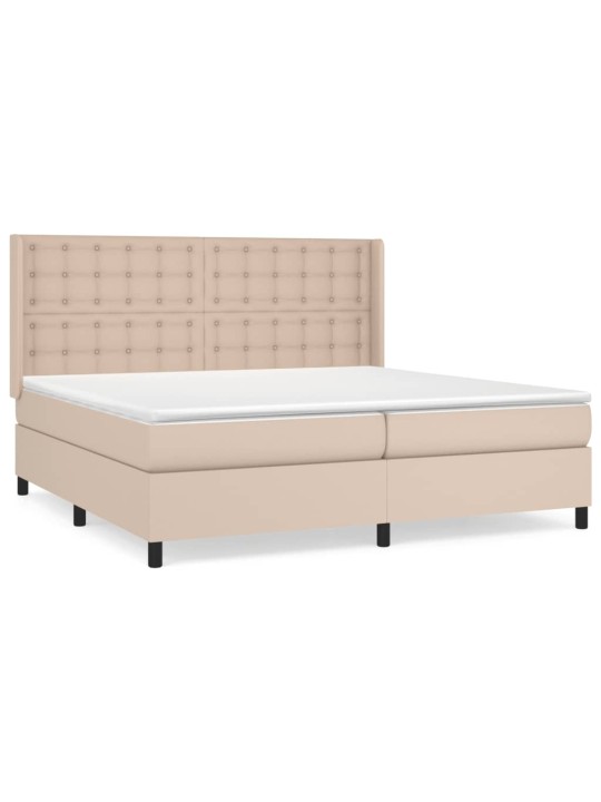 Box spring postel s matrací cappuccino 200 x 200 cm umělá kůže
