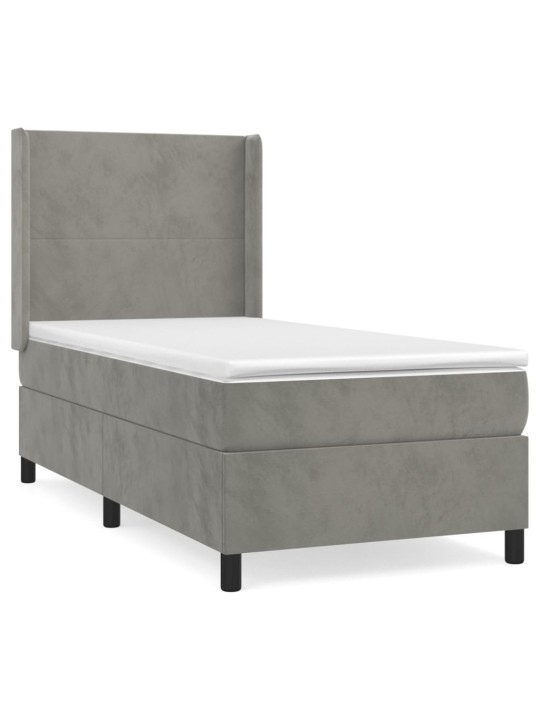 Box spring postel s matrací světle šedá 90x190 cm samet