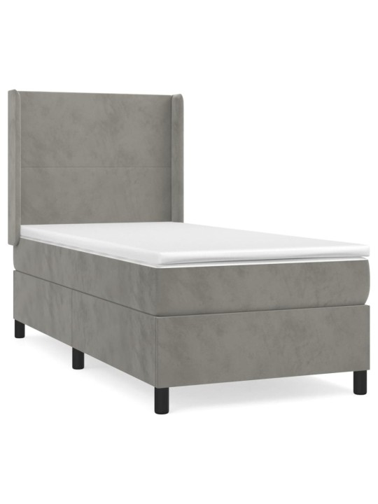 Box spring postel s matrací světle šedá 90x200 cm samet