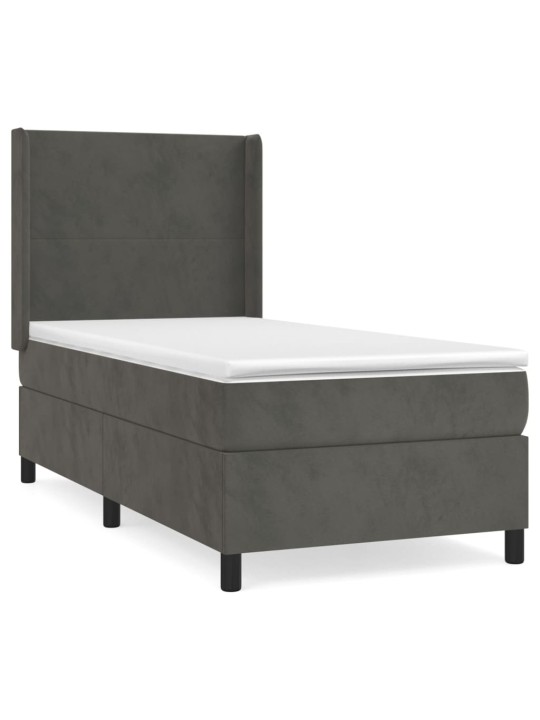 Box spring postel s matrací tmavě šedá 90x200 cm samet