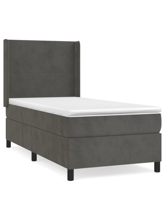 Box spring postel s matrací tmavě šedá 90x200 cm samet
